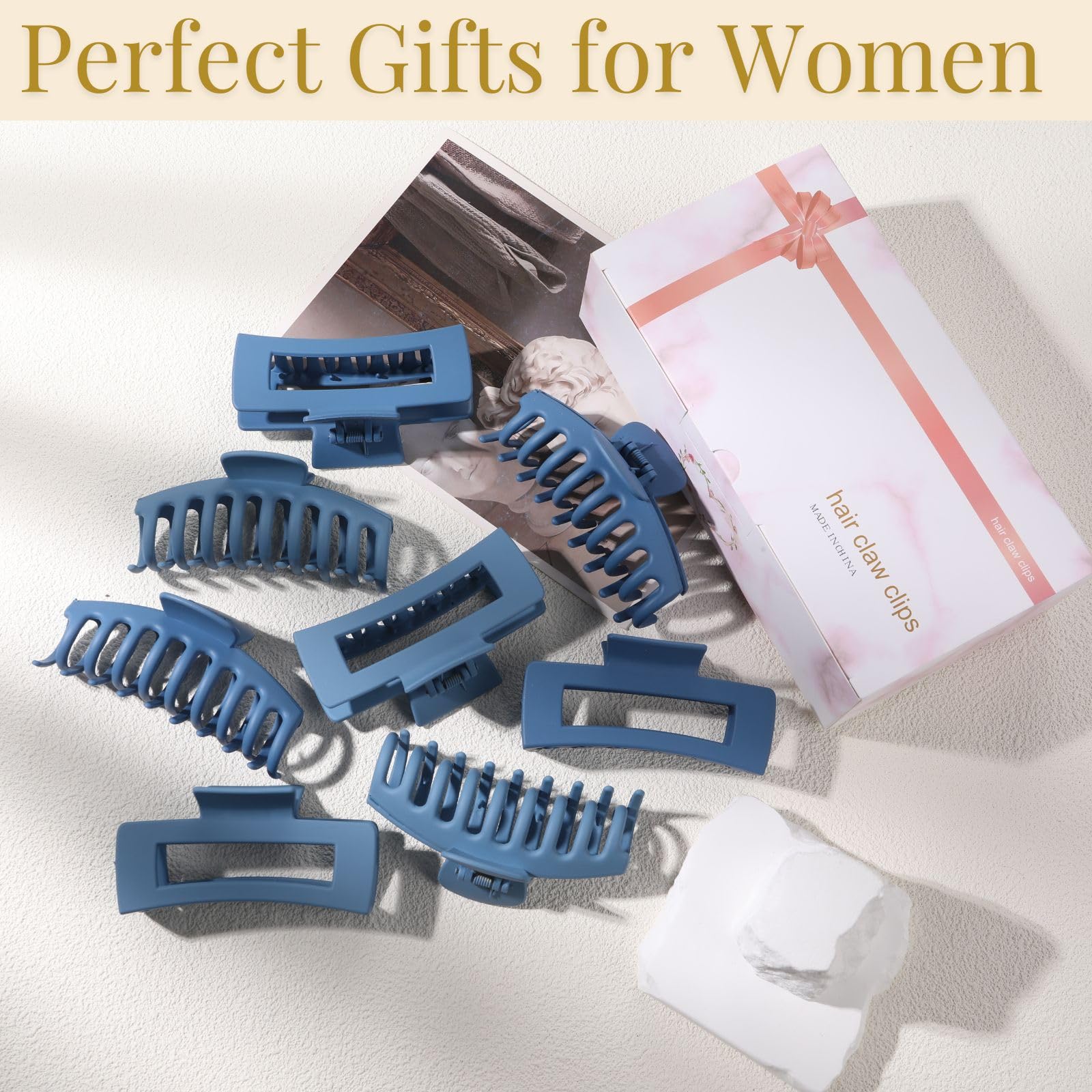 LuSeren blue hair clip in gift box presentation ready for gifting.
