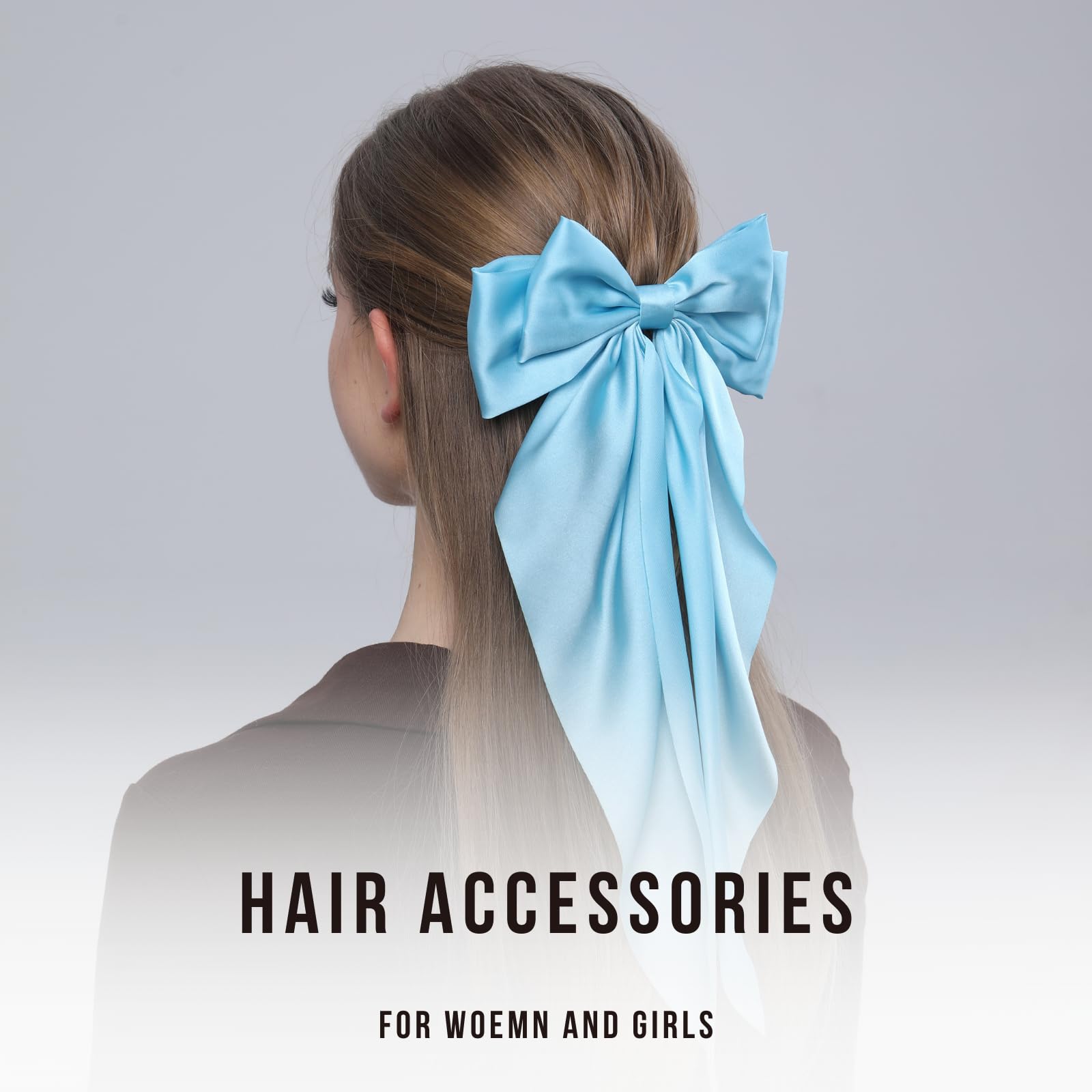 LuSeren bow clip closeup highlights soft satin texture ideal for hair care.