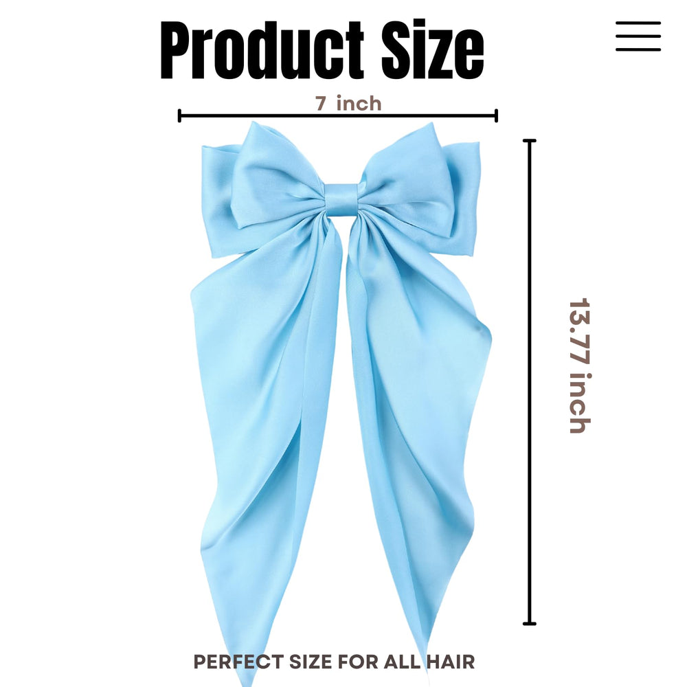 LuSeren bow clip dramatic long tails shown for a dreamy feminine style.