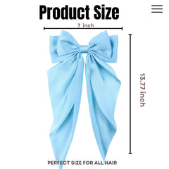 LuSeren bow clip dramatic long tails shown for a dreamy feminine style.