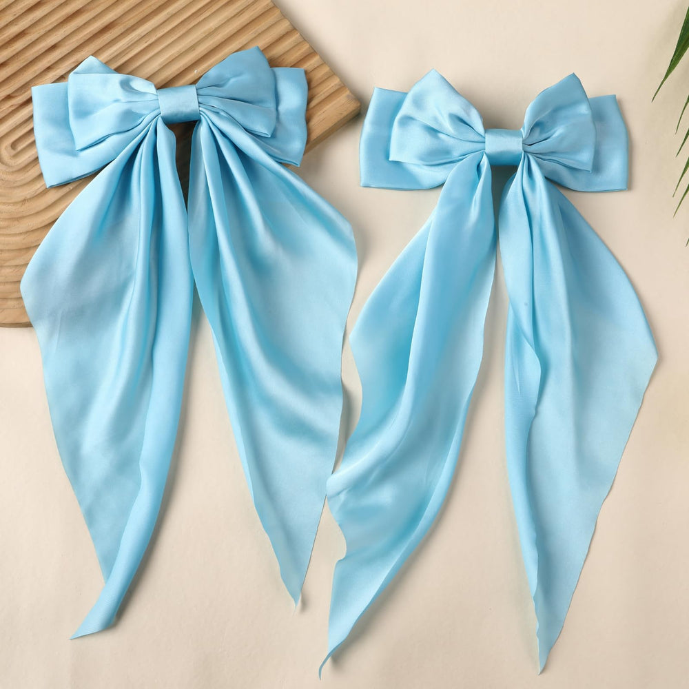 LuSeren bow clip ponytail view demonstrates secure all-day hold.