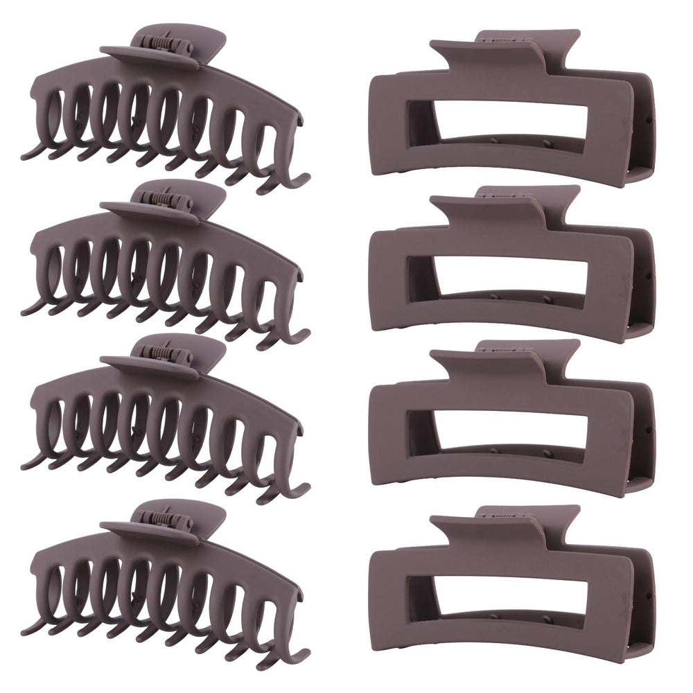LuSeren brown hair clip 8-pack closeup shows durable matte finish for secure hold.