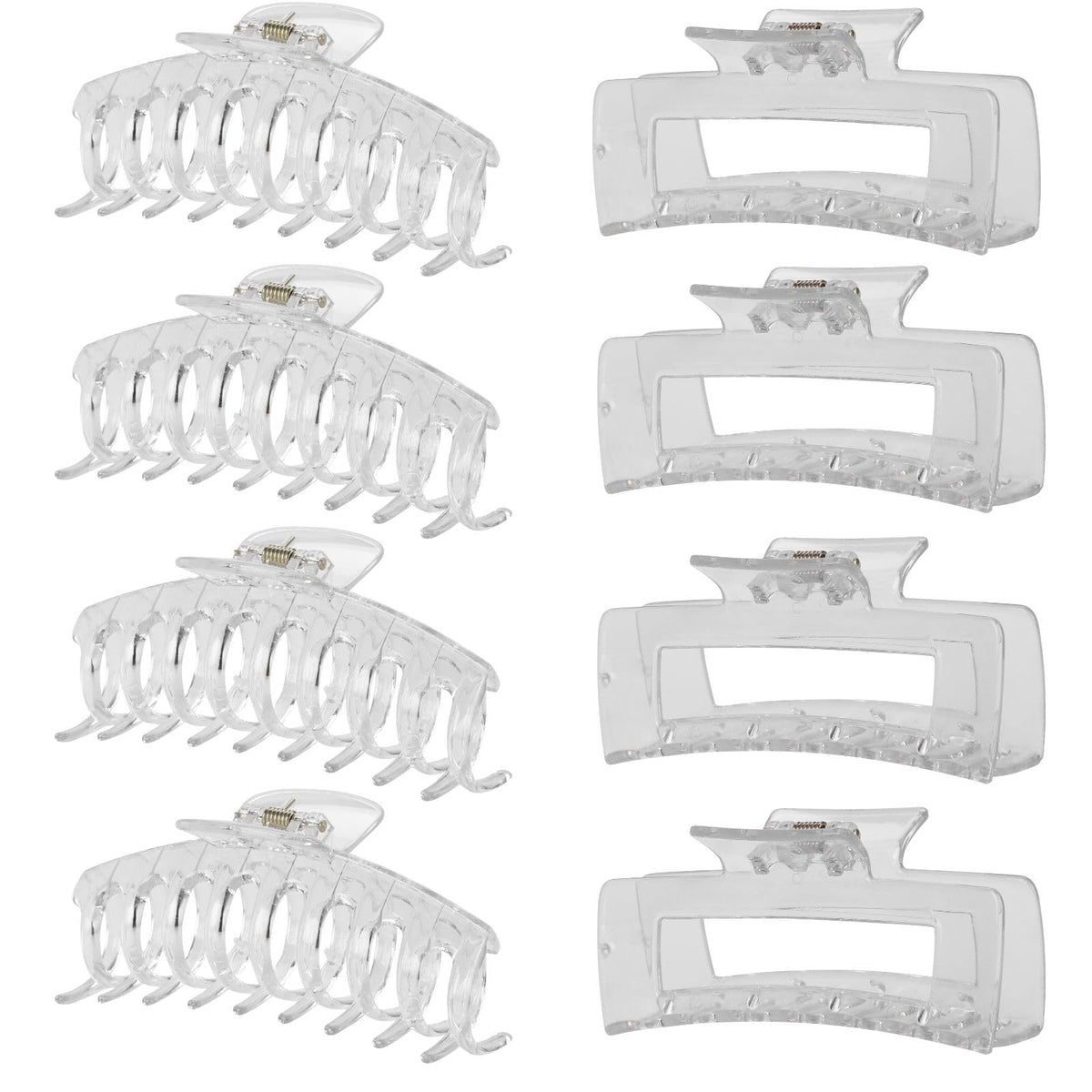 LuSeren clear hair clip 8-pack closeup with matte finish for secure grip