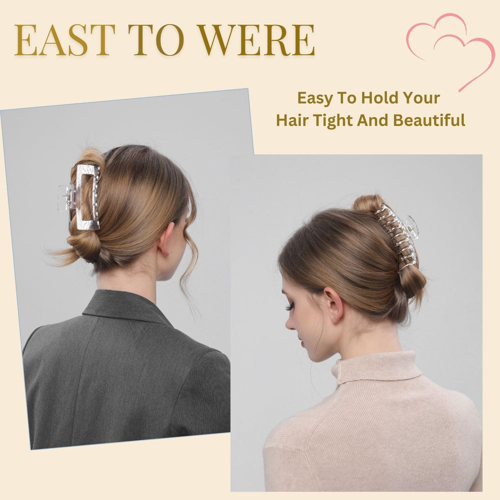 LuSeren clear clip on thick hair demonstrates secure grip without slipping