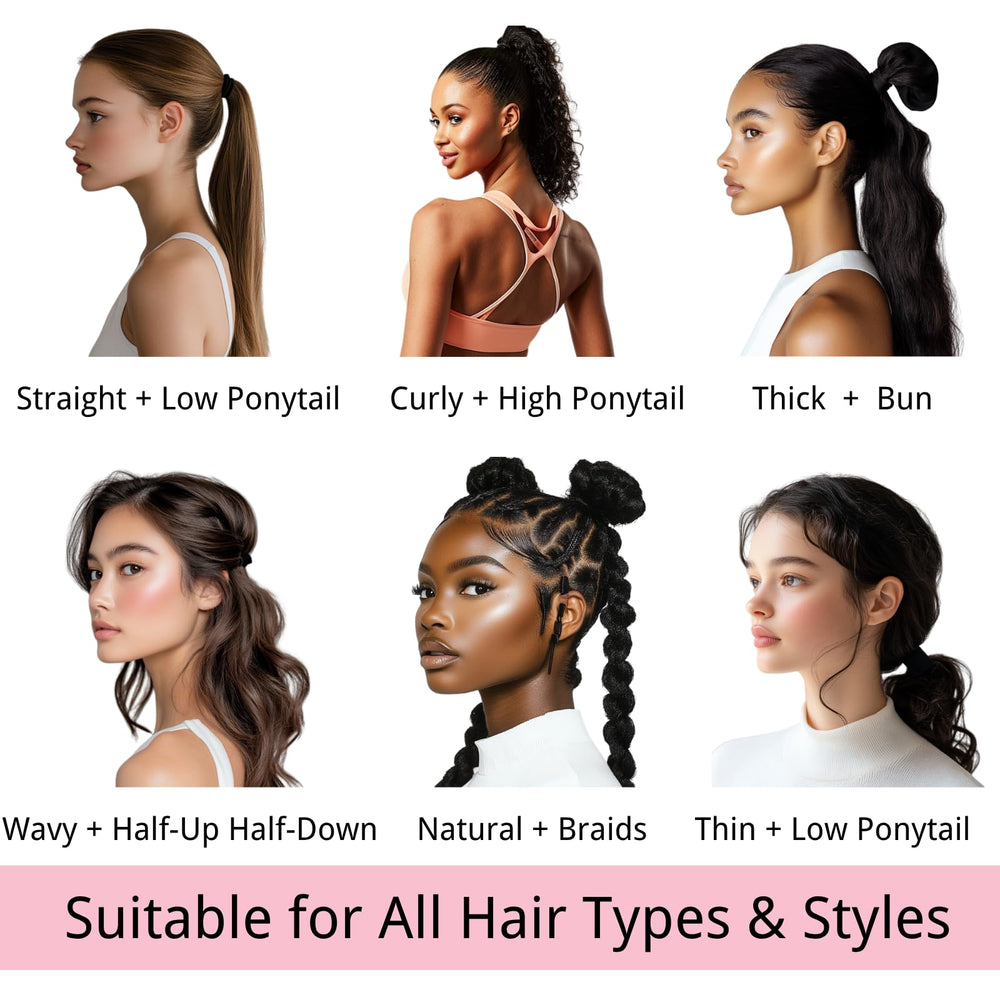 LuSeren easy-application hair ties enable quick, painless styling.