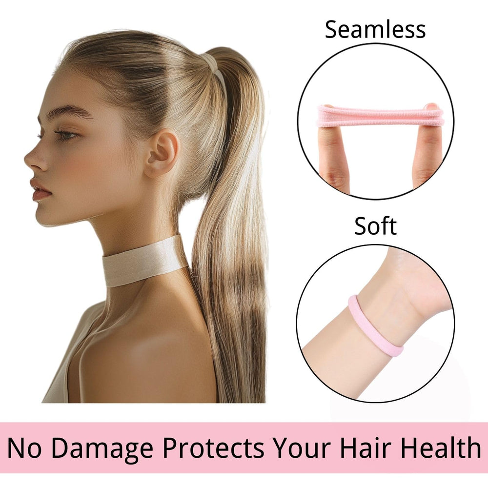 LuSeren seamless hair ties secure ponytails without pulling.