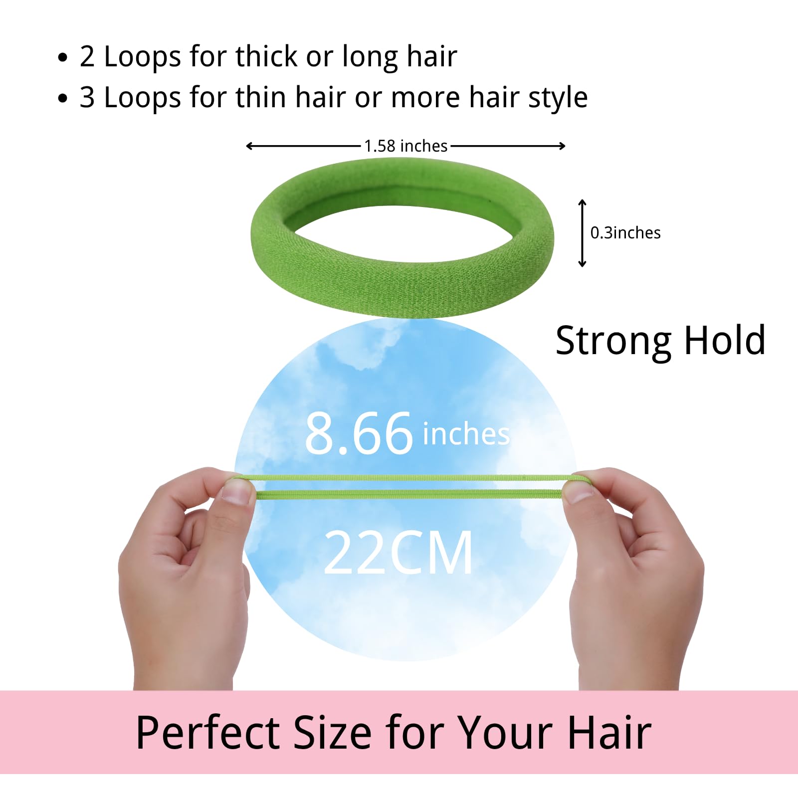 LuSeren gradient green hair ties closeup showing soft nylon texture.