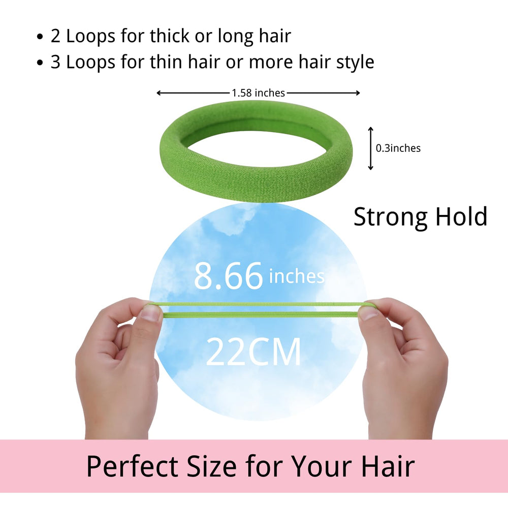 LuSeren gradient green hair ties closeup showing soft nylon texture.