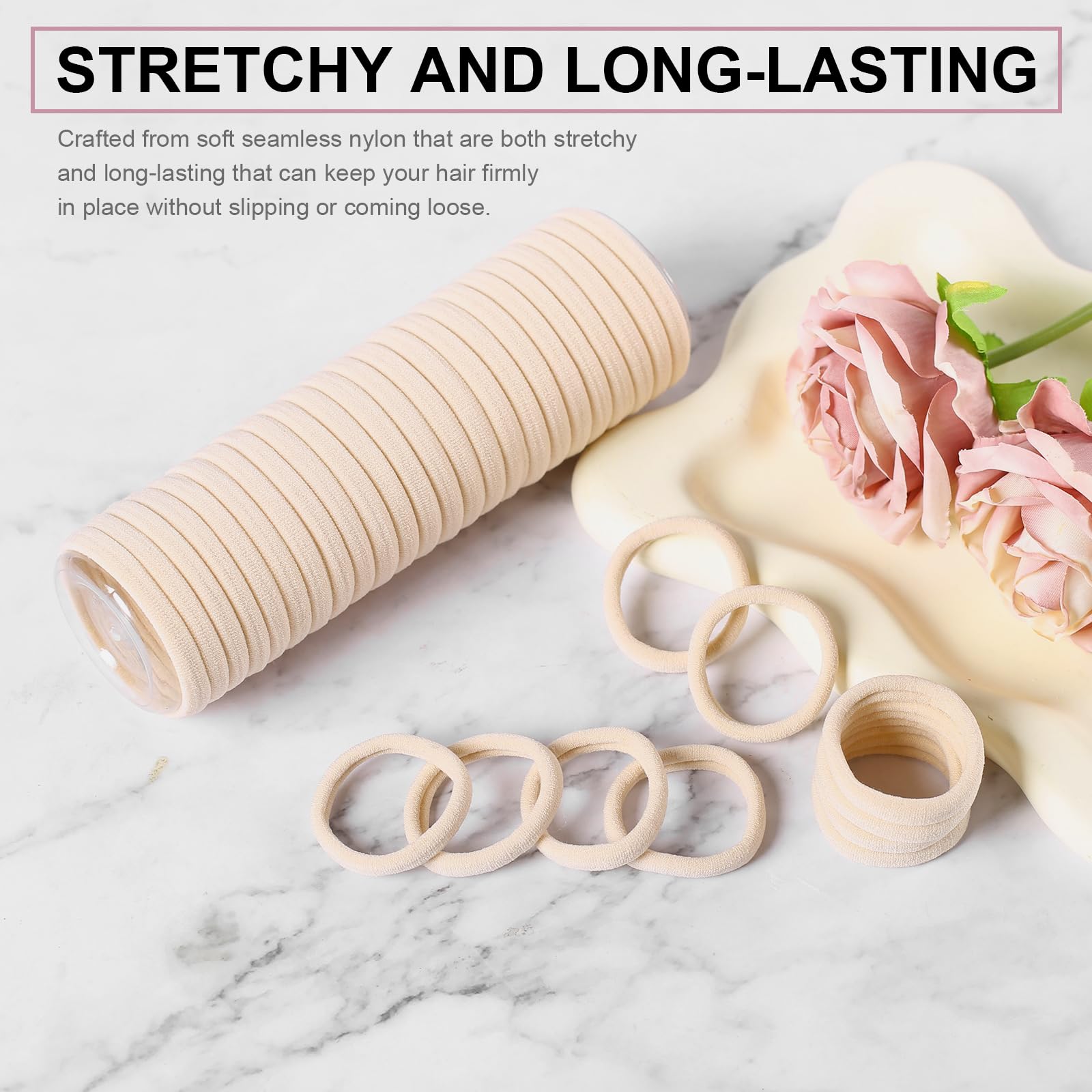 LuSeren thick-hair friendly hair elastics hold with comfort during workouts.