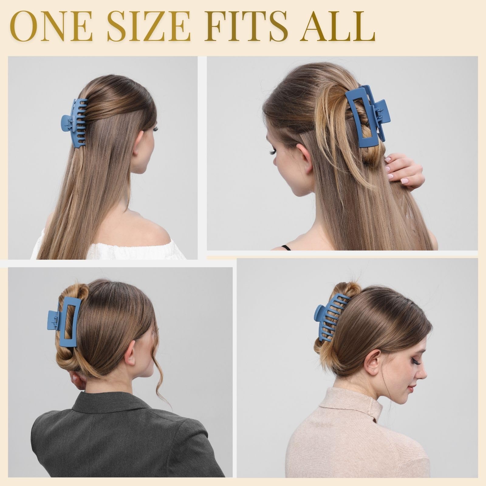 LuSeren matte blue clip closeup highlighting non-slip coating for smooth hair.