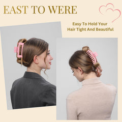 LuSeren non-slip pink claw clip prevents slipping on straight hair