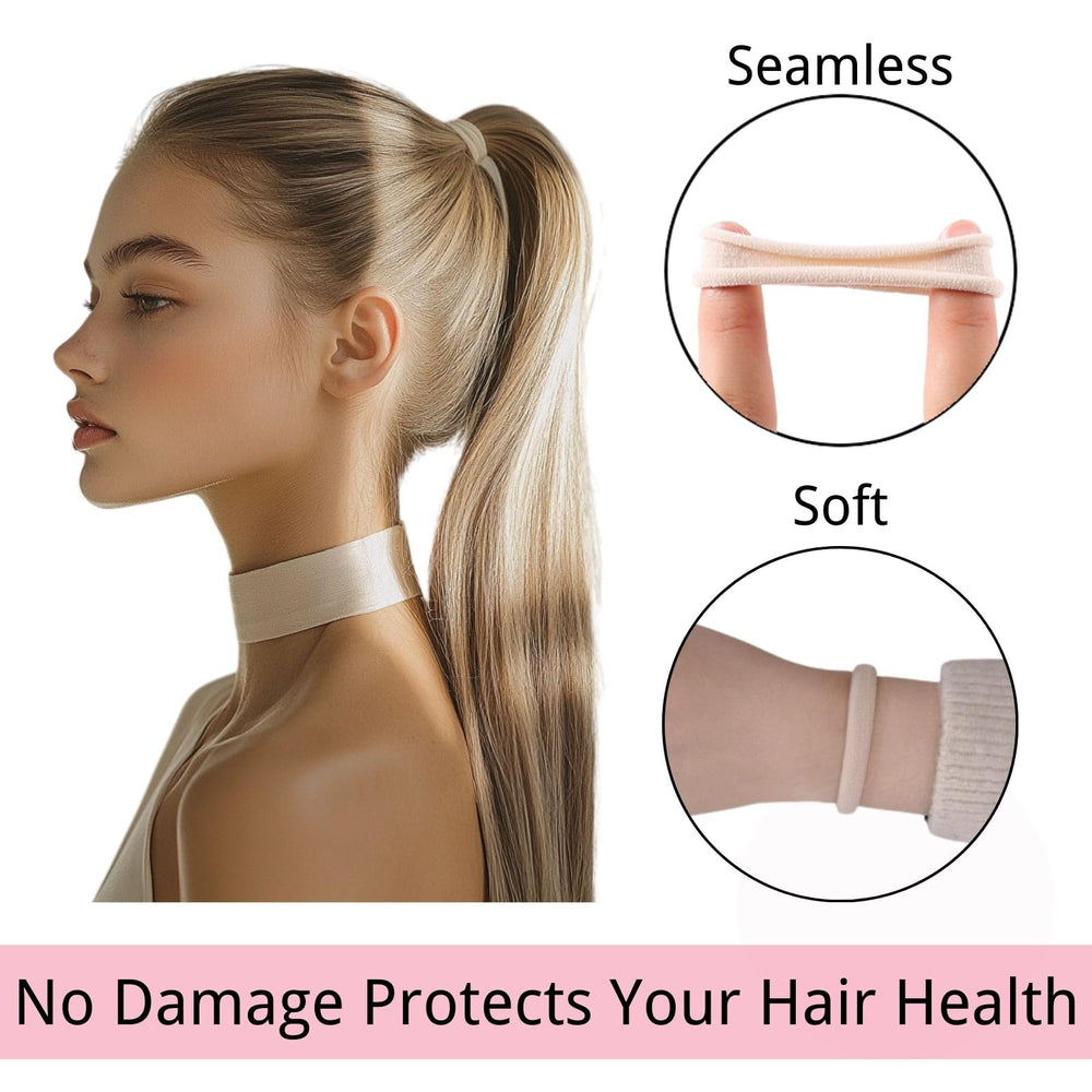 LuSeren seamless hair ties for easy application with no snag.