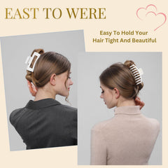 LuSeren white hair clip on thick hair demonstrates strong hold.