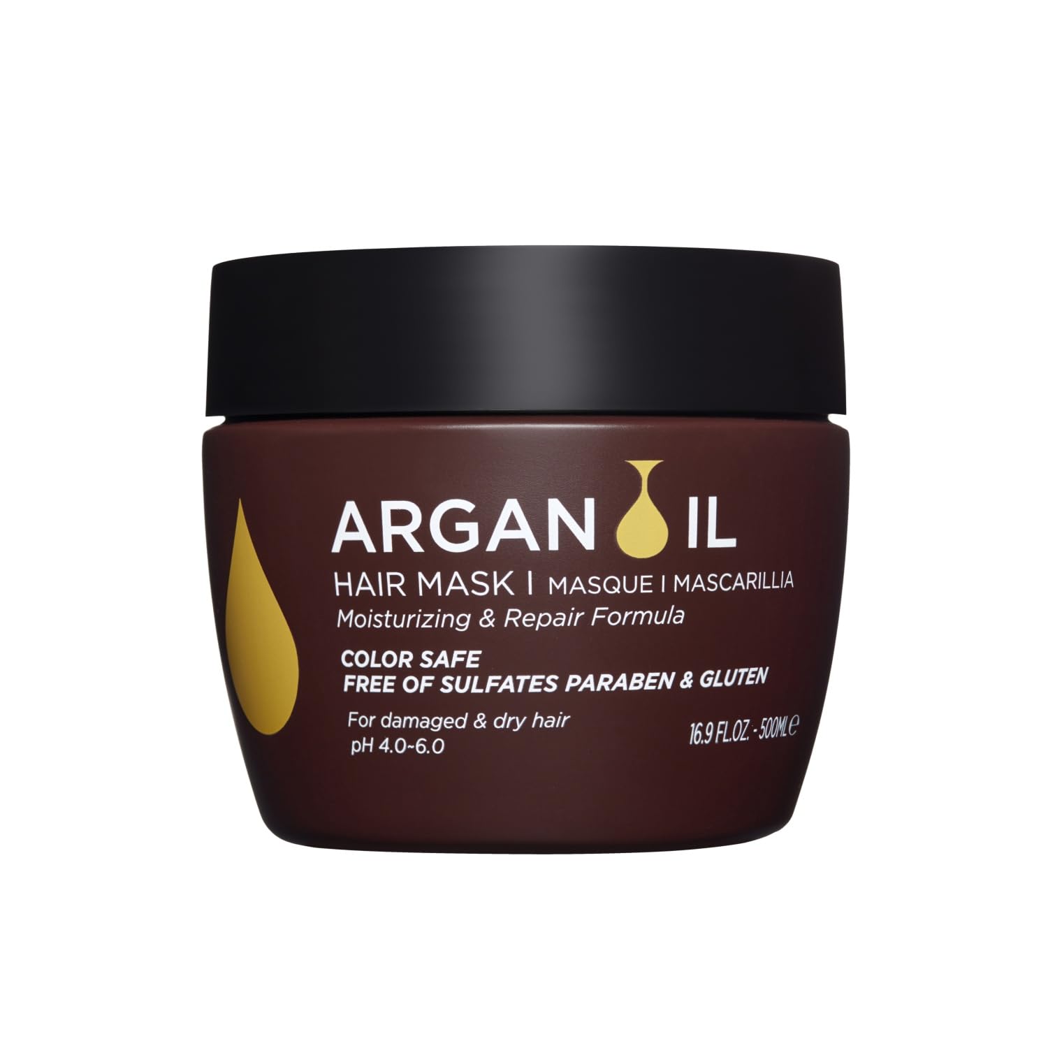 Luseta Argan Oil Hair Mask bottle delivering intense moisture for dry, damaged hair