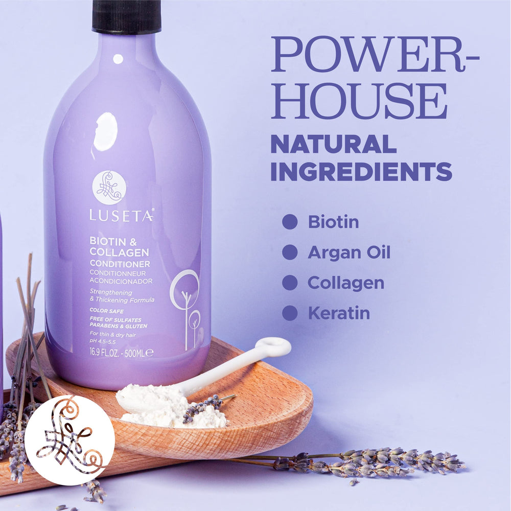 Luseta argan-oil-infused formula label emphasizes nourishment for damaged hair.