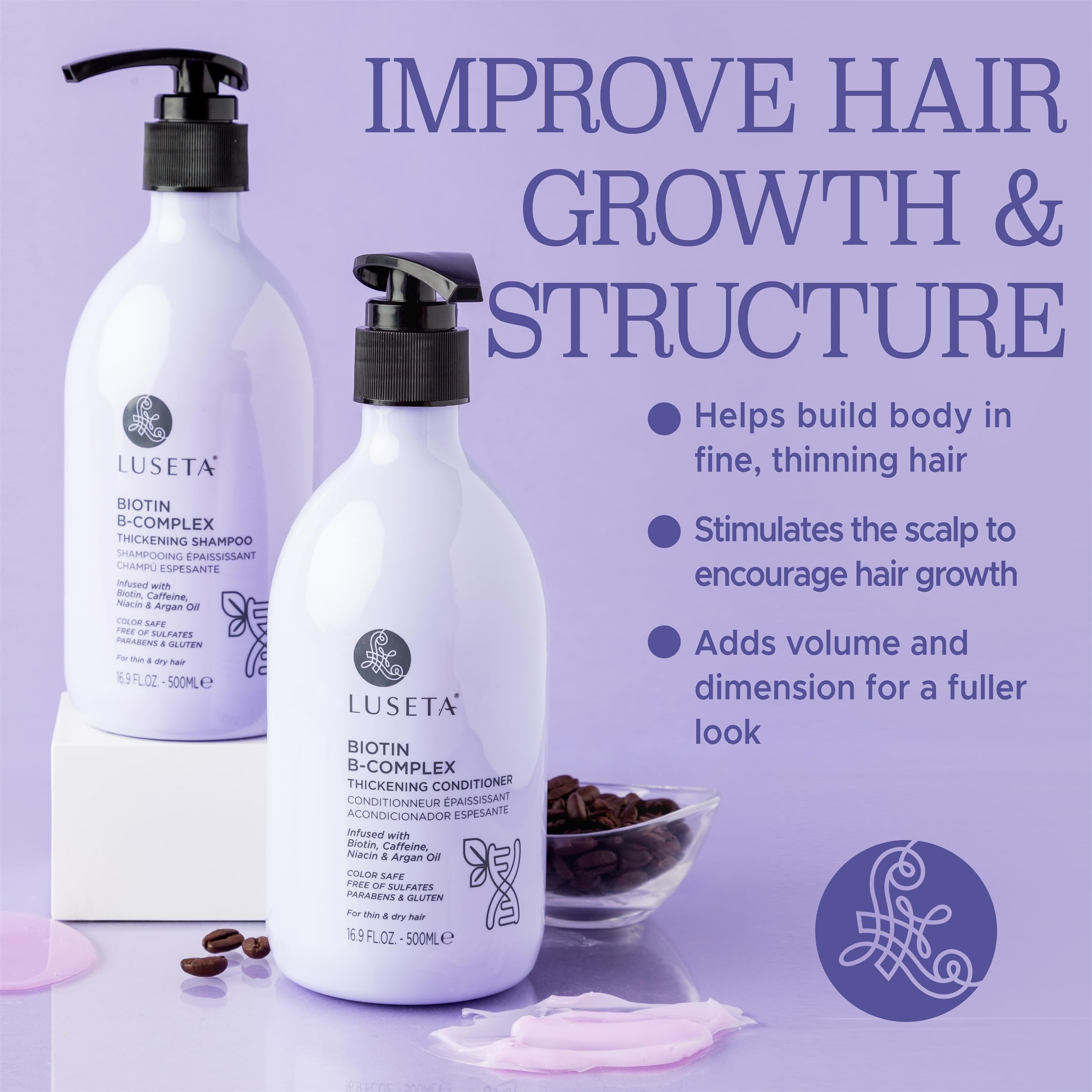 Luseta B-Complex Set packaging communicates color-safe, sulfate-free formula.
