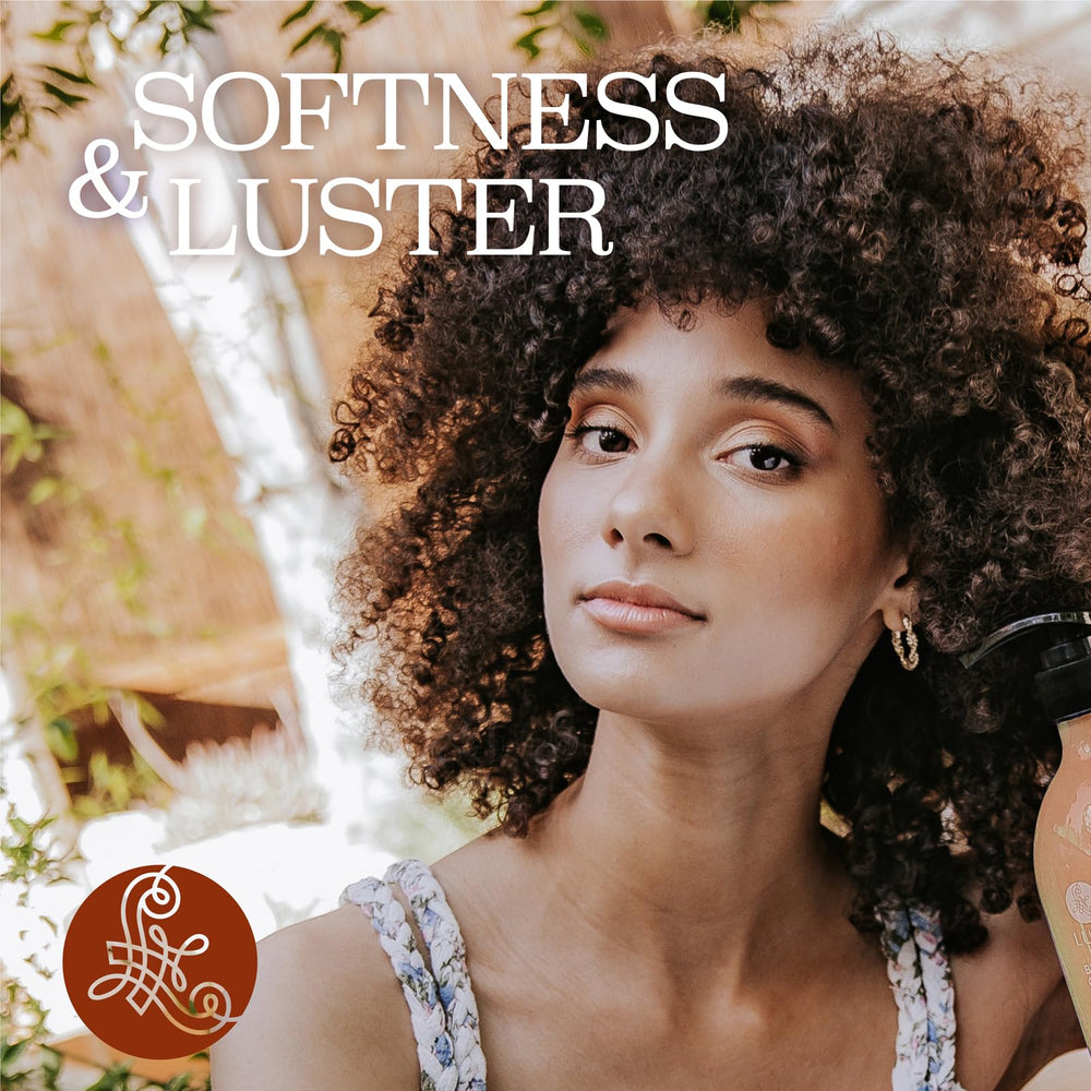 Luseta bathroom scene with set display emphasizes nourishing cleansing pairing for healthier shine.