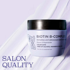 Luseta Biotin B-Complex Hair Mask cream on hand showing rich texture for strong hair