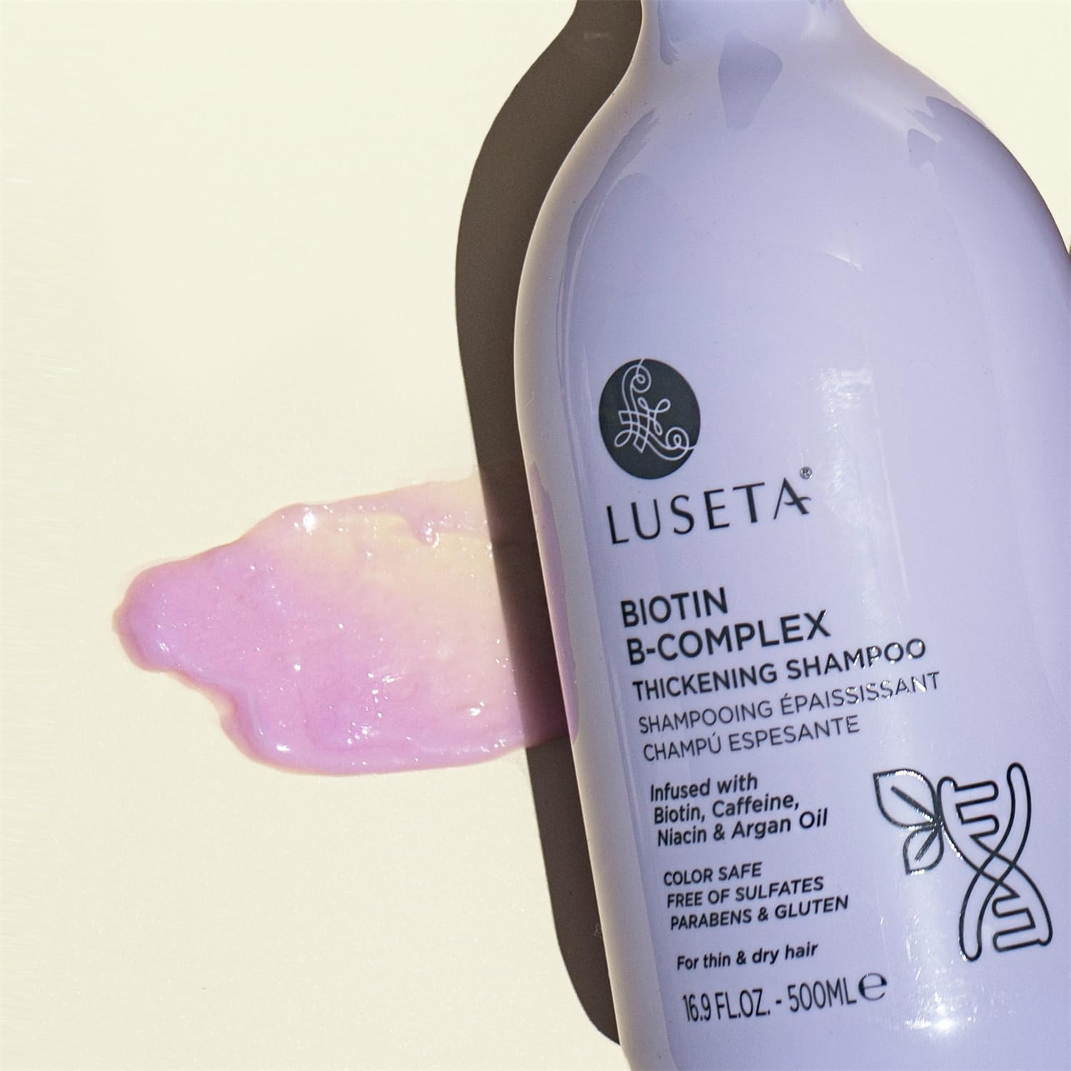 Luseta Biotin B-Complex Packaging shows 16.9oz size for longer use.