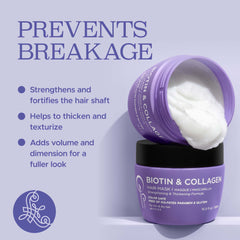L LUSETA Luseta biotin collagen hair mask applied to damp hair for deep conditioning.