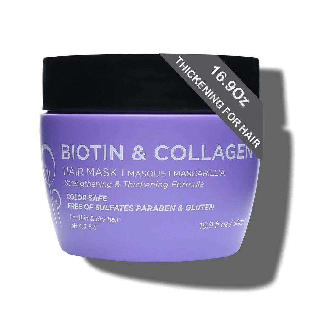 L LUSETA Luseta biotin collagen hair mask jar close-up for strengthened, glossy hair.