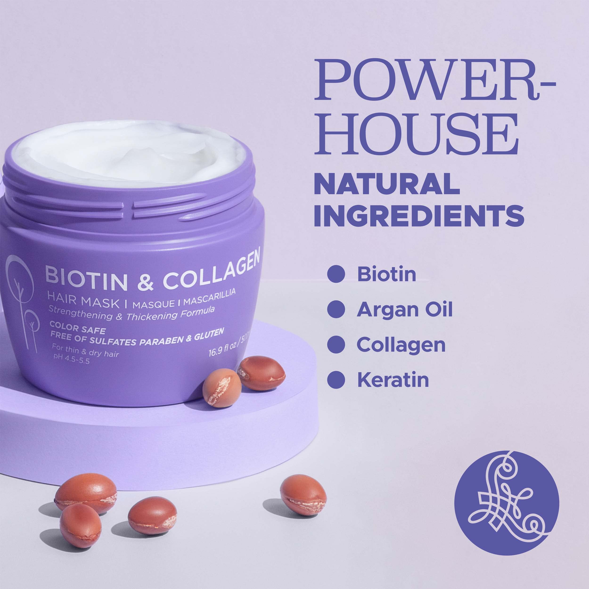 L LUSETA Luseta biotin collagen hair mask packaging signals weekly conditioning.