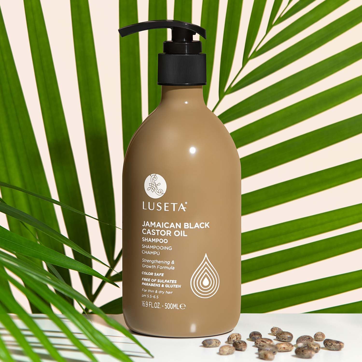 Luseta Castor Oil Conditioner close-up hair showing smoothness and hydration