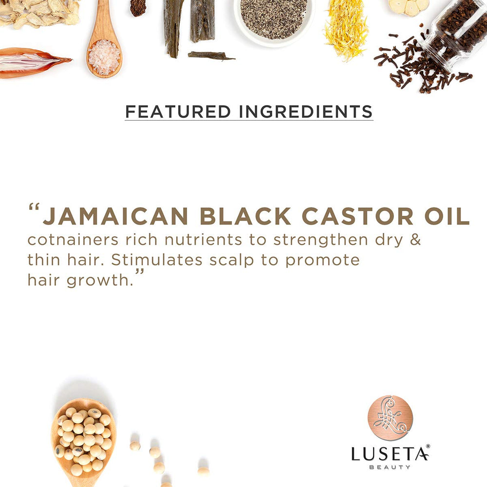 Luseta Castor Oil nourished hair shine close-up after washing