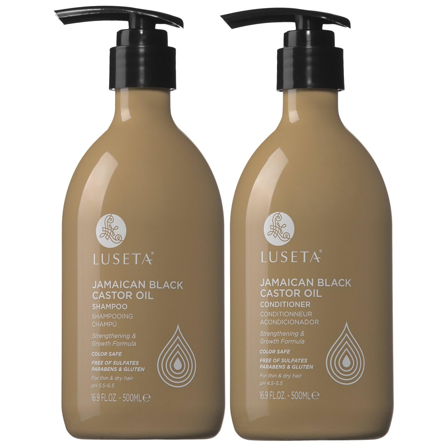 Luseta Castor Oil Shampoo bottle front view for dry hair hydration