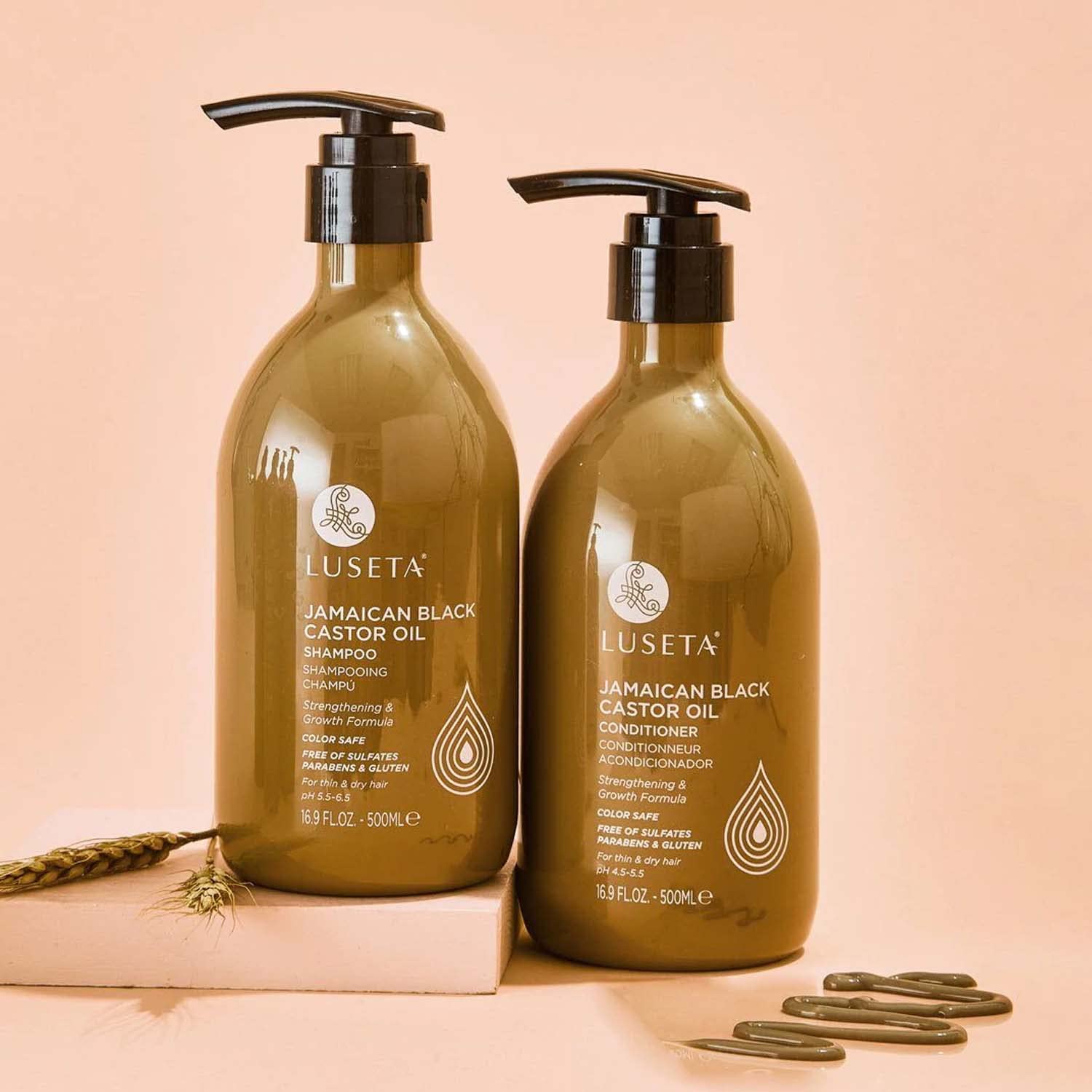 Luseta Castor Oil Shampoo ingredients with shea butter close-up