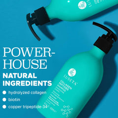 L Luseta collagen peptides shampoo ingredients label highlights peptide blend for nourishing strands