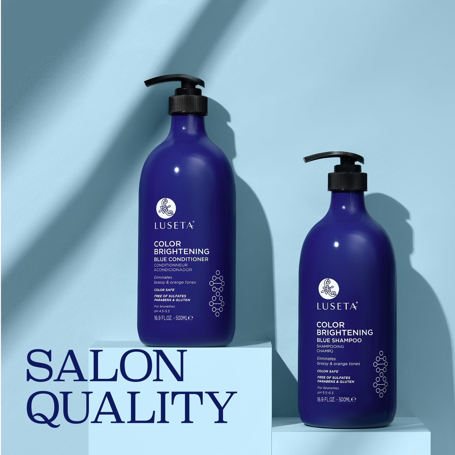 Luseta color cool-tones swatches show brass-free comparison and cool-tone results.