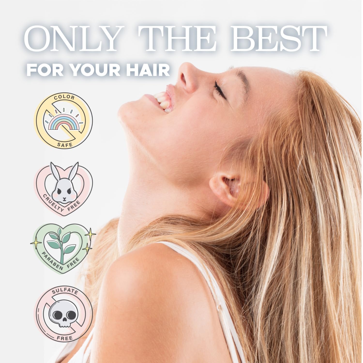 Luseta color-safe and keratin-safe badge on packaging indicating treated hair compatibility.