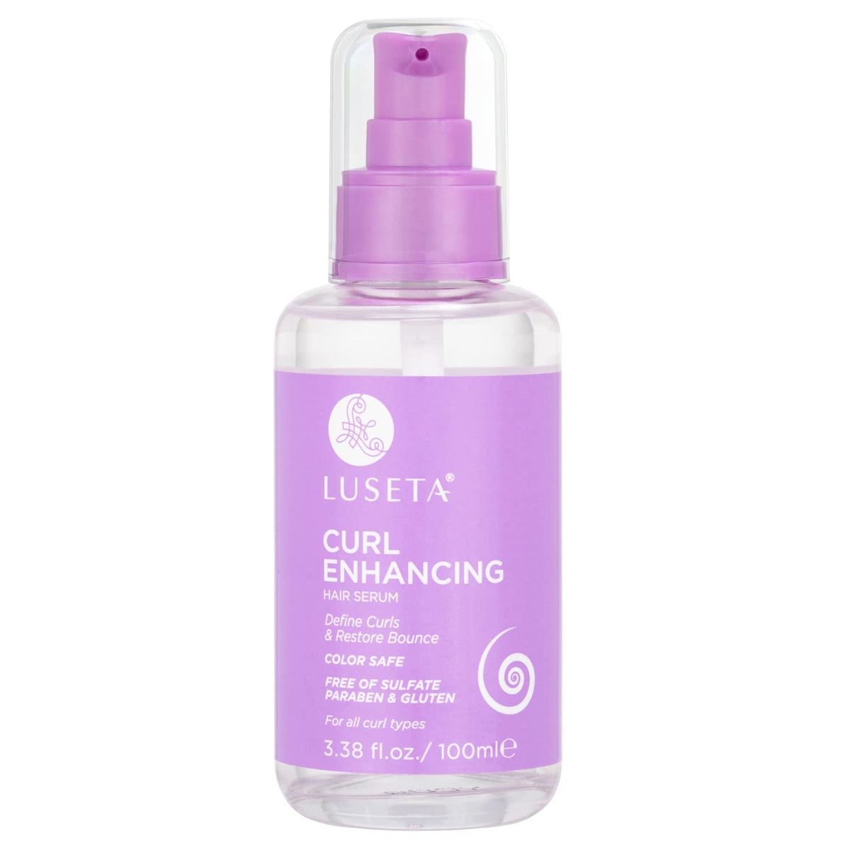 Luseta Curl Enhancing Hair Oil bottle showcases anti-frizz and curl definition.