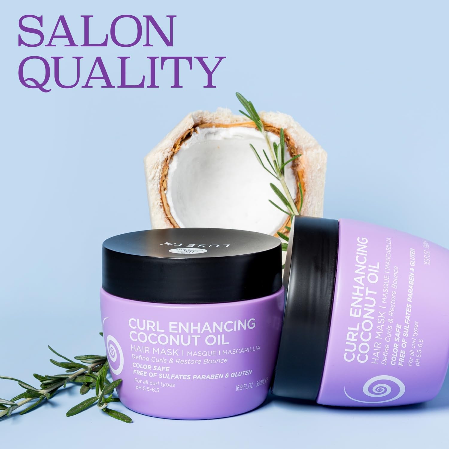 L LUSETA anti-frizz mask smooths waves for a polished look.