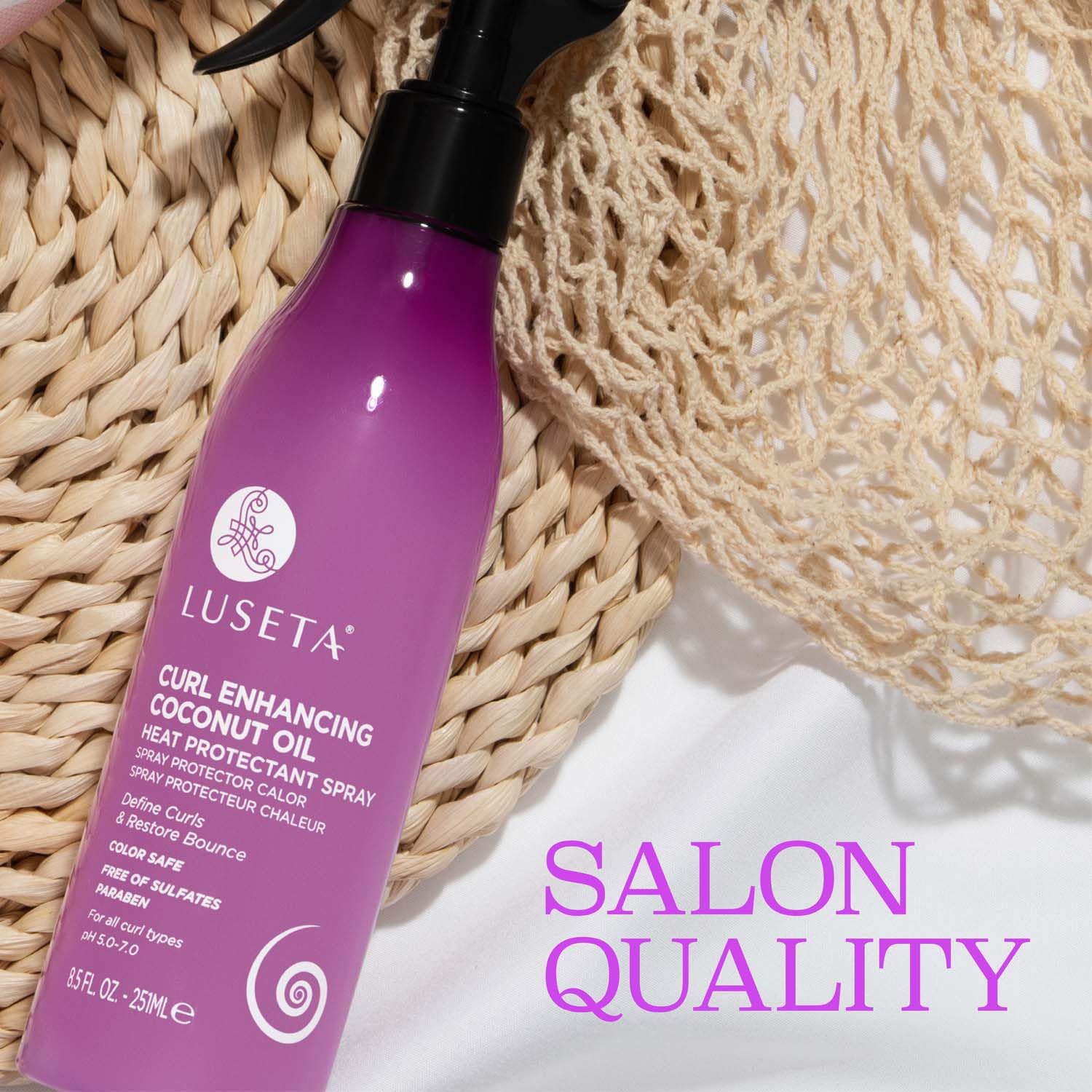 Luseta Frizz-free curls close-up after styling with heat protection.