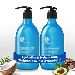 Luseta Hyaluronic Acid Moisturizing Shampoo bottle delivers hydration for softer, shinier hair.