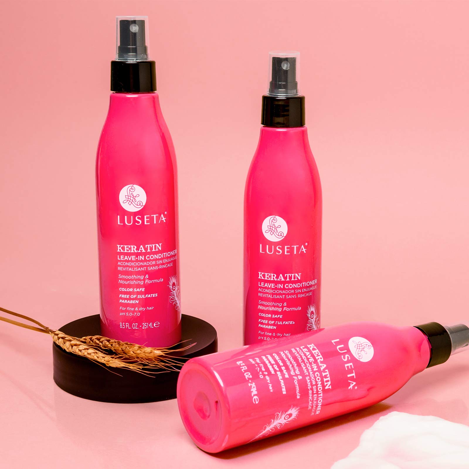 Luseta Keratin Leave-In Conditioner for dry damaged hair delivers hydration and manageability.