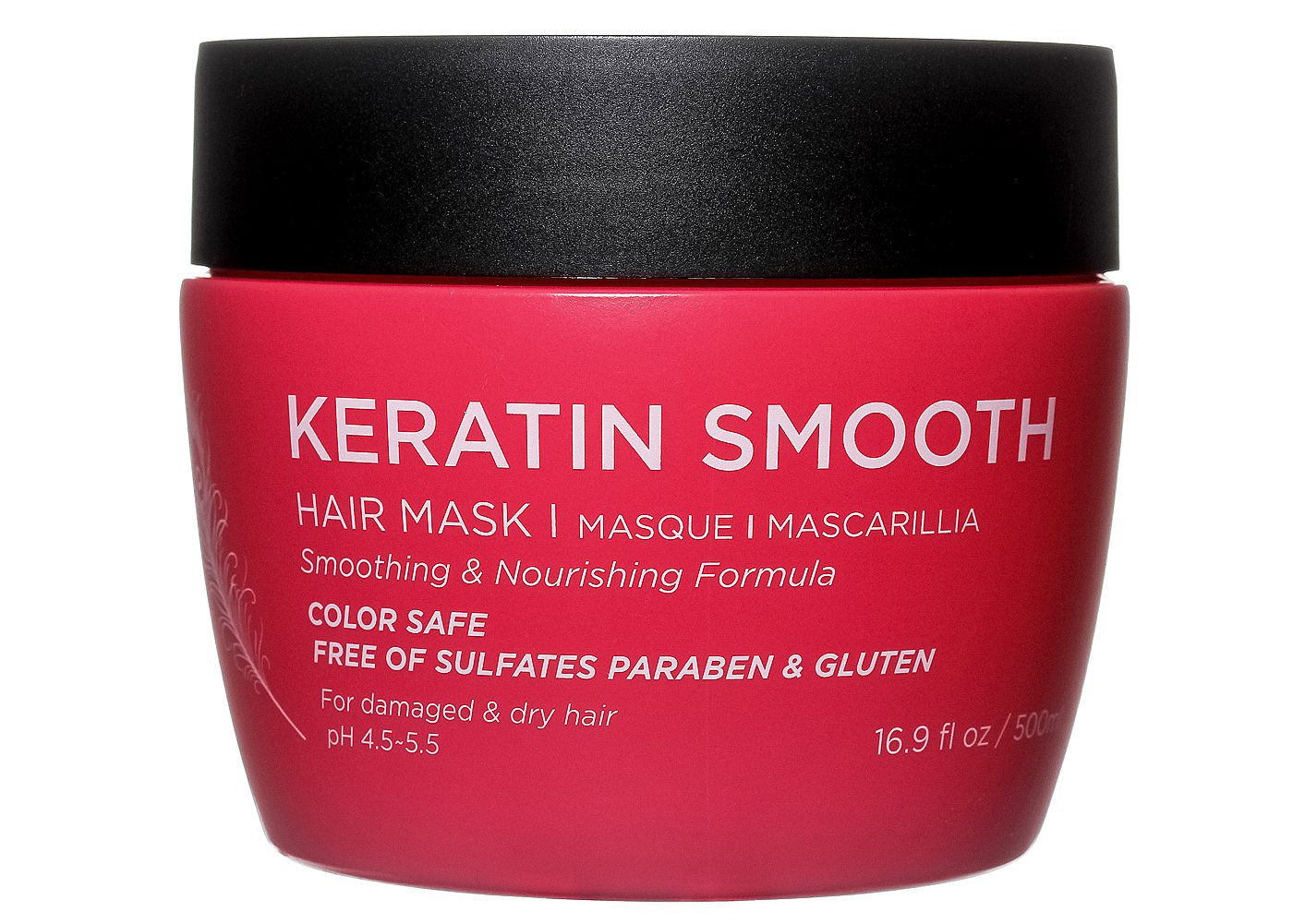 Luseta Keratin Smooth Hair Mask jar front highlights nourishment for dry, damaged hair.