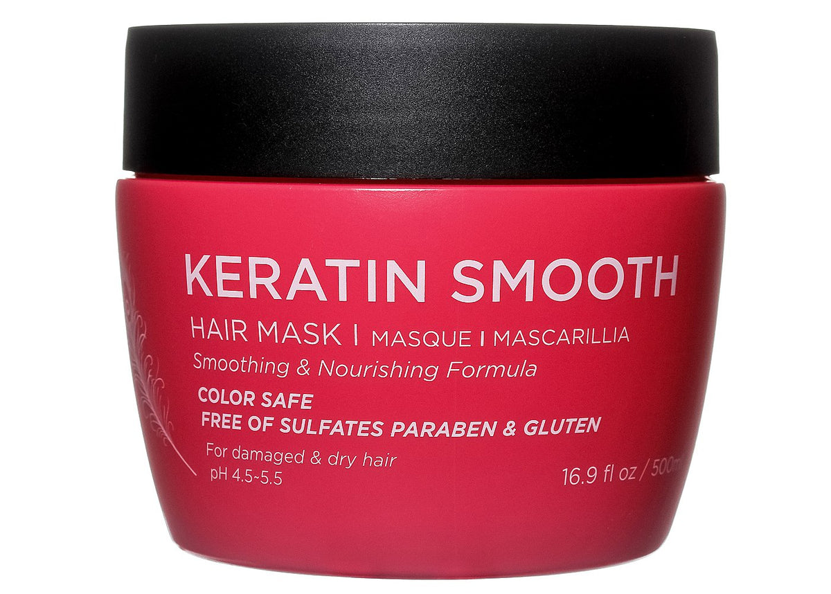 Luseta Keratin Smooth Hair Mask jar front highlights nourishment for dry, damaged hair.