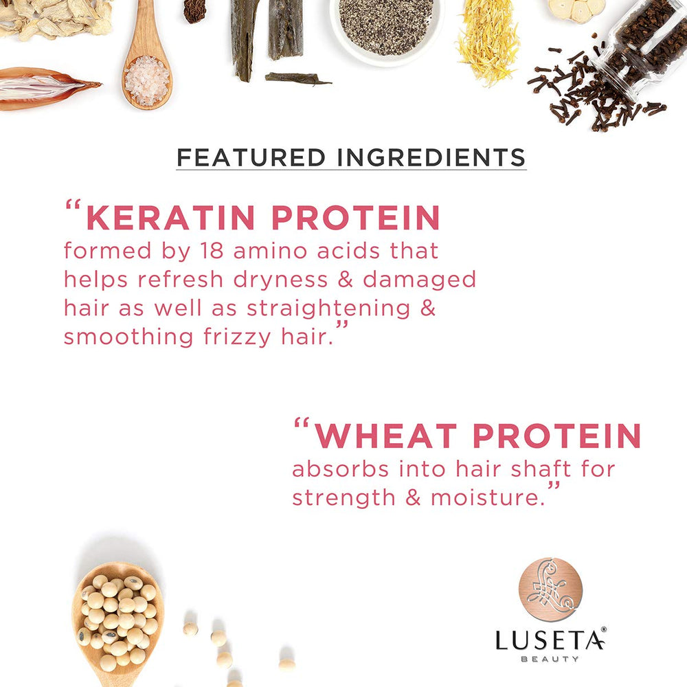 Luseta Keratin Smooth hair strands close-up reveal smoother, shinier hair.
