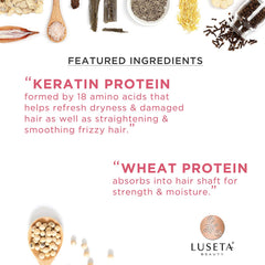 Luseta Keratin Smooth hair strands close-up reveal smoother, shinier hair.