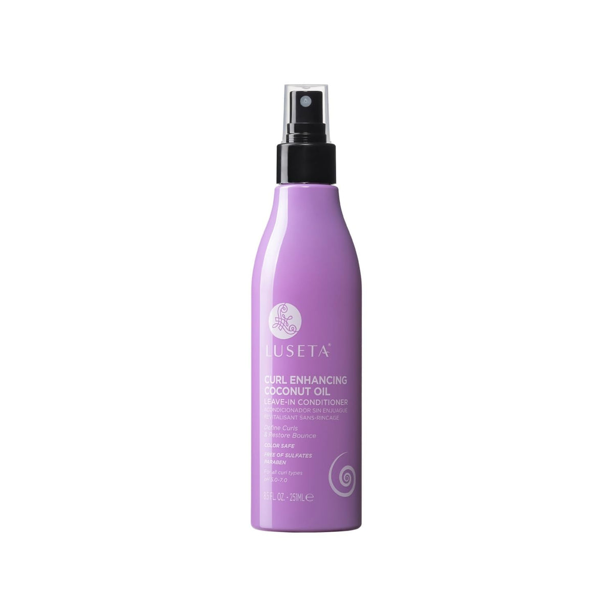 Luseta leave-in conditioner bottle with coconut oil for shiny curls