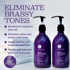Luseta purple conditioner tube ready to smooth curly, damaged hair.