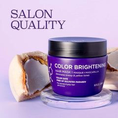 Luseta Purple Hair Mask applied on blond hair for refreshed brightness and softness