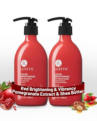 Luseta Red Hair Shampoo bottle pouring to revive copper color