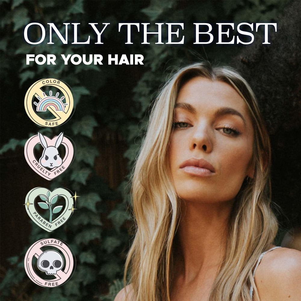 L LUSETA Rosemary Mint after-use hair image shows smoother, shinier strands.