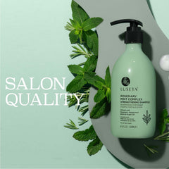 L LUSETA Rosemary Mint shampoo lather showing creamy texture for nourishment and smoothness.