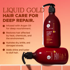 Luseta Argan Oil Shampoo pouring into hand for daily cleansing
