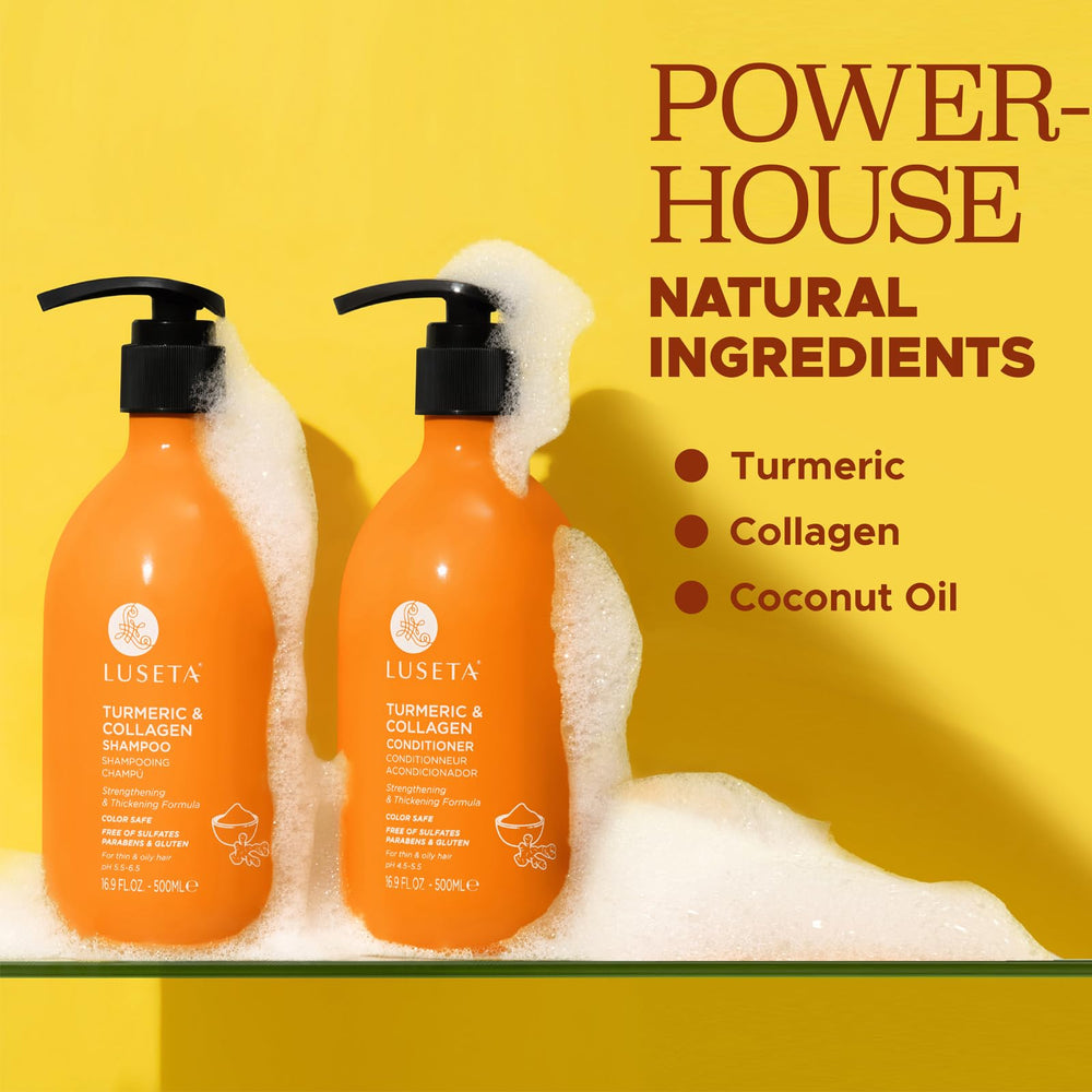 Luseta sulfate-free label on bottle highlights gentle cleansing for oily scalp.